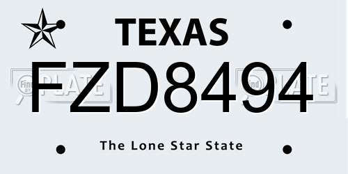 FZD8494 Texas License Plate