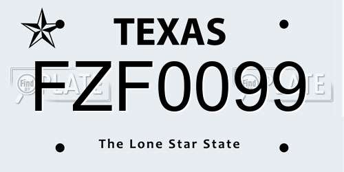 FZF0099 Texas License Plate