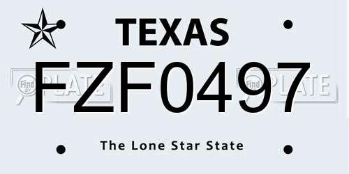 FZF0497 Texas License Plate