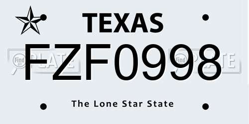 FZF0998 Texas License Plate