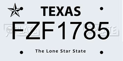 FZF1785 Texas License Plate
