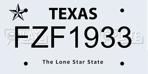 FZF1933 Texas License Plate