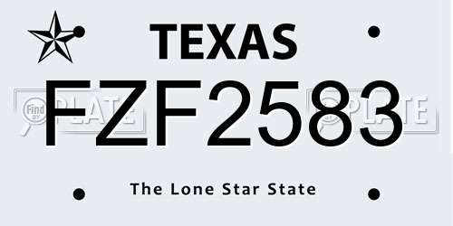 FZF2583 Texas License Plate