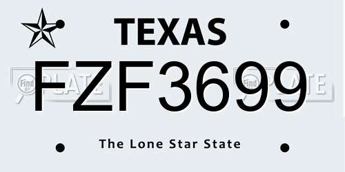 FZF3699 Texas License Plate