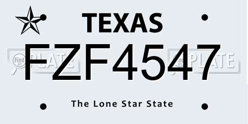 FZF4547 Texas License Plate