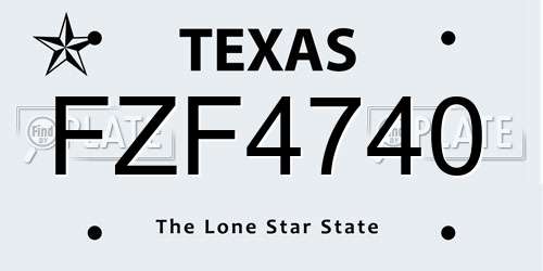 FZF4740 Texas License Plate
