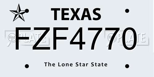 FZF4770 Texas License Plate