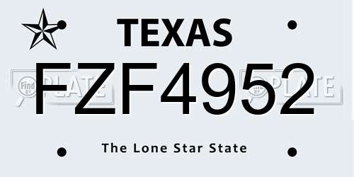 FZF4952 Texas License Plate