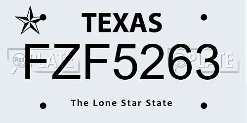 FZF5263 Texas License Plate