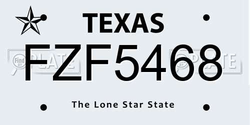 FZF5468 Texas License Plate