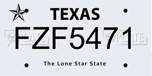 FZF5471 Texas License Plate