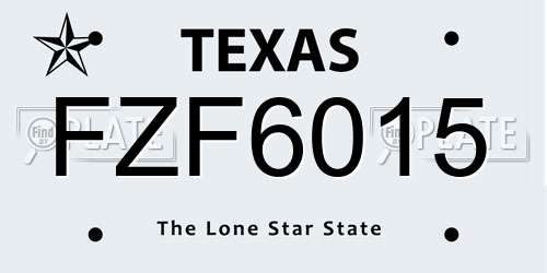 FZF6015 Texas License Plate