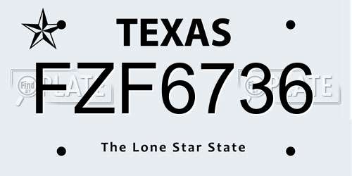 FZF6736 Texas License Plate