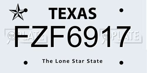 FZF6917 Texas License Plate
