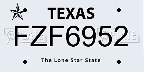 FZF6952 Texas License Plate