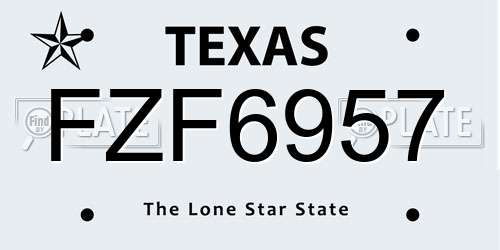 FZF6957 Texas License Plate