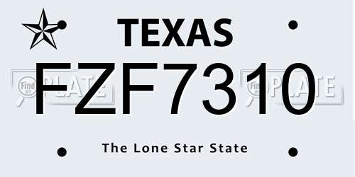 FZF7310 Texas License Plate