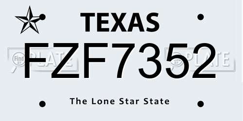 FZF7352 Texas License Plate