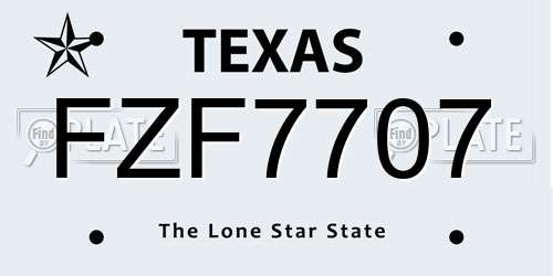 FZF7707 Texas License Plate