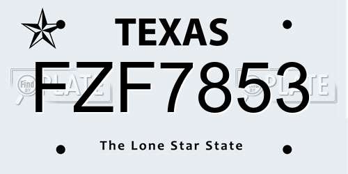 FZF7853 Texas License Plate