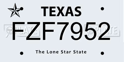 FZF7952 Texas License Plate