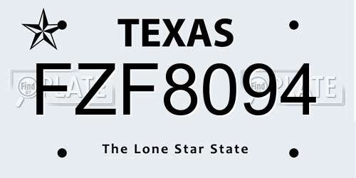 FZF8094 Texas License Plate
