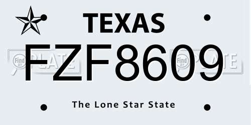 FZF8609 Texas License Plate