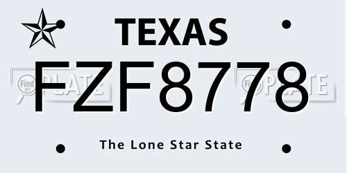 FZF8778 Texas License Plate