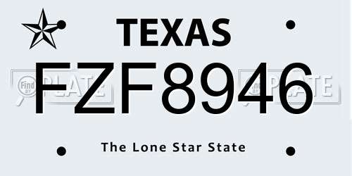 FZF8946 Texas License Plate