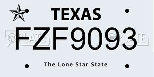FZF9093 Texas License Plate