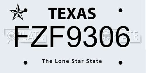 FZF9306 Texas License Plate