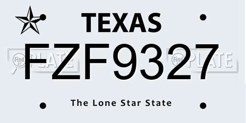 FZF9327 Texas License Plate