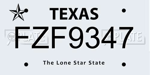 FZF9347 Texas License Plate