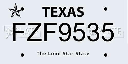 FZF9535 Texas License Plate
