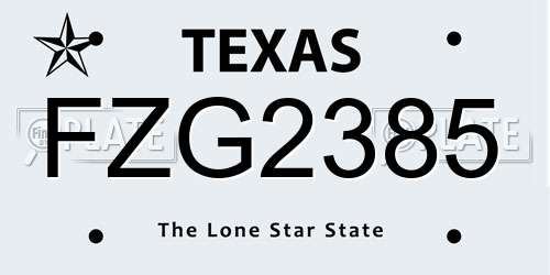 FZG2385 Texas License Plate