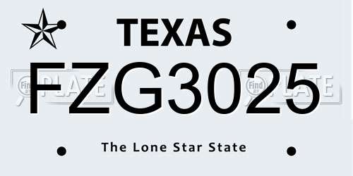 FZG3025 Texas License Plate