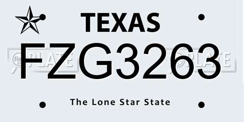 FZG3263 Texas License Plate