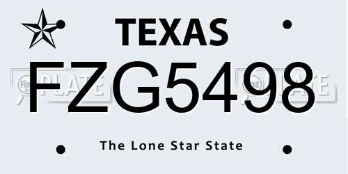 FZG5498 Texas License Plate