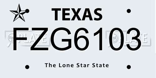 FZG6103 Texas License Plate