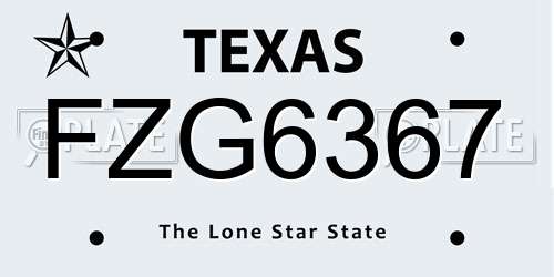 FZG6367 Texas License Plate