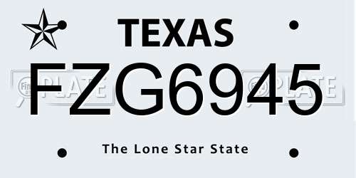 FZG6945 Texas License Plate