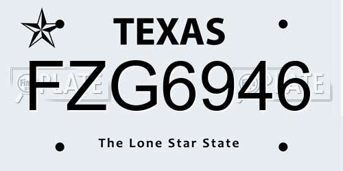 FZG6946 Texas License Plate