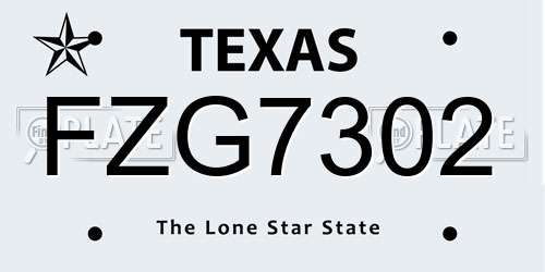 FZG7302 Texas License Plate