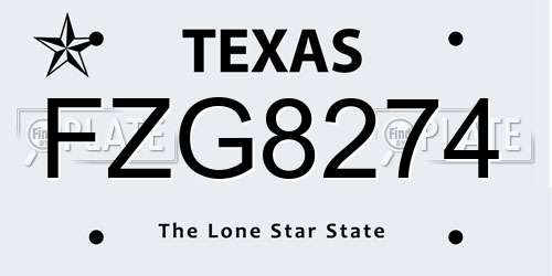FZG8274 Texas License Plate