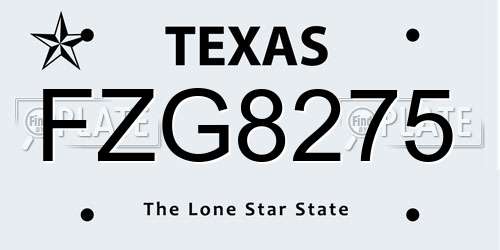 FZG8275 Texas License Plate