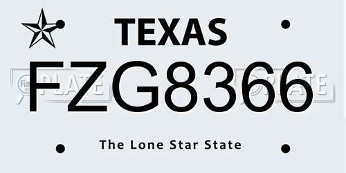 FZG8366 Texas License Plate
