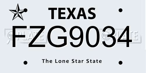 FZG9034 Texas License Plate