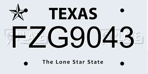 FZG9043 Texas License Plate