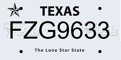 FZG9633 Texas License Plate