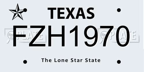FZH1970 Texas License Plate